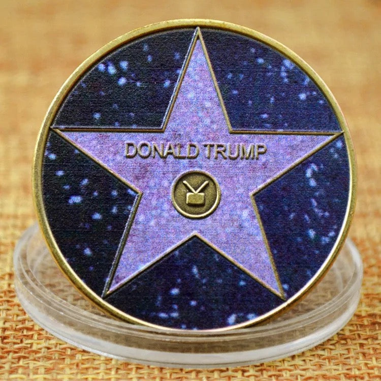 Donald Trump walk of fame Star Collectible Gold Plated Coin US President