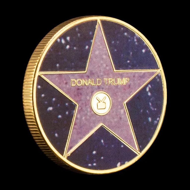 Donald Trump walk of fame Star Collectible Gold Plated Coin US President