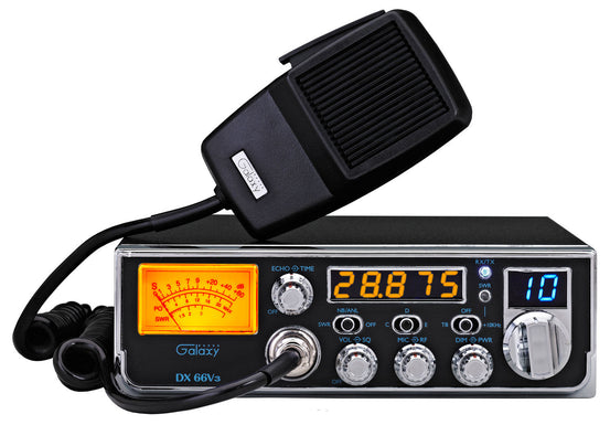 GALAXY - DX66V3 MID-SIZE AM 10 METER RADIO WITH 5 DIGIT ORANGE FREQUENCY DISPLAY, DUAL ECHO, TALK-BACK, BLUE CHANNEL DISPLAY-KRM Products LLC.