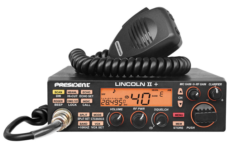 PRESIDENT - LINCOLNII+  AM/FM/LSB/USB/CW 10/12 METER 50 WATT TRANSCEIVER WITH 3 FACE COLOR OPTIONS, DUAL WATCH, ECHO & ROGER BEEP-KRM Products LLC.