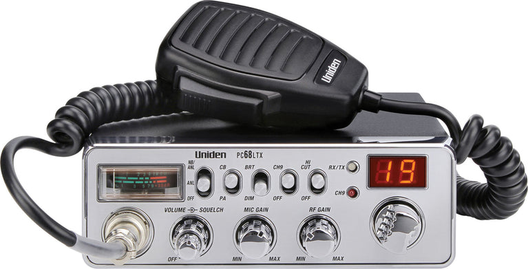 UNIDEN 40 CHANNEL CB RADIO WITH FRONT 4 PIN MICROPHONE, SEPARATE RF & MIC GAIN CONTROLS, NB/HI-CUT FILTERS, PA, BRIGHT/DIM SWITCH, INSTANT CHANNEL 9-KRM Products LLC.