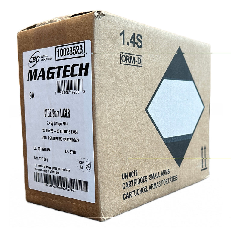 Magtech 9mm 115gr Fmj 1000rd Cs