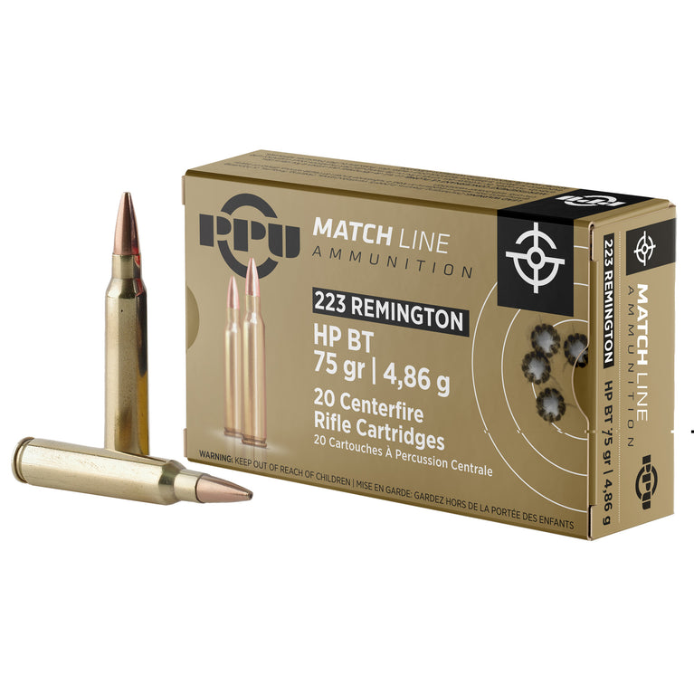 Ppu .223 Rem Match 75gr Hpbt 50/1000